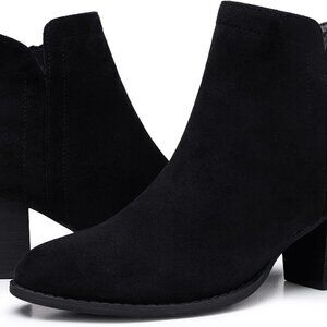 Women's Ankle Boots Faux Suede Zipper Chunky Low Heel Dressy Fall Shoes